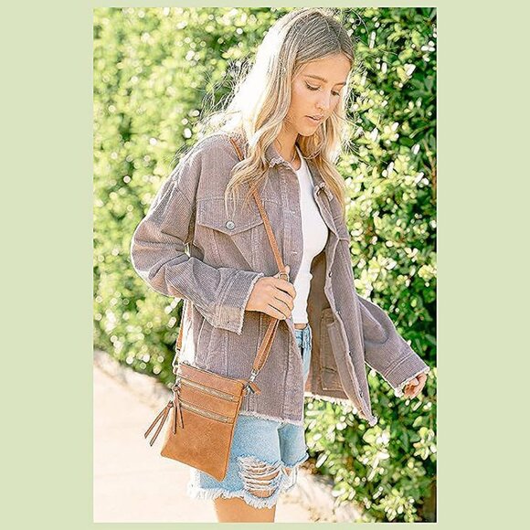 Small Lightweight Shoulder Bag for Women, Mini Multi Zipper Pocket Black - Picture 7 of 7